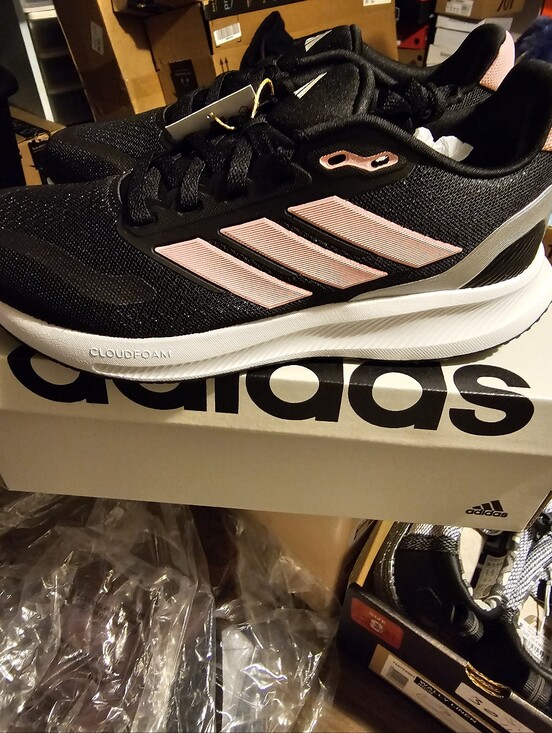 adidas Other - Adidas Runfalcon 5J Kids Running Shoes Black Pink Silver Size 4Y NEW